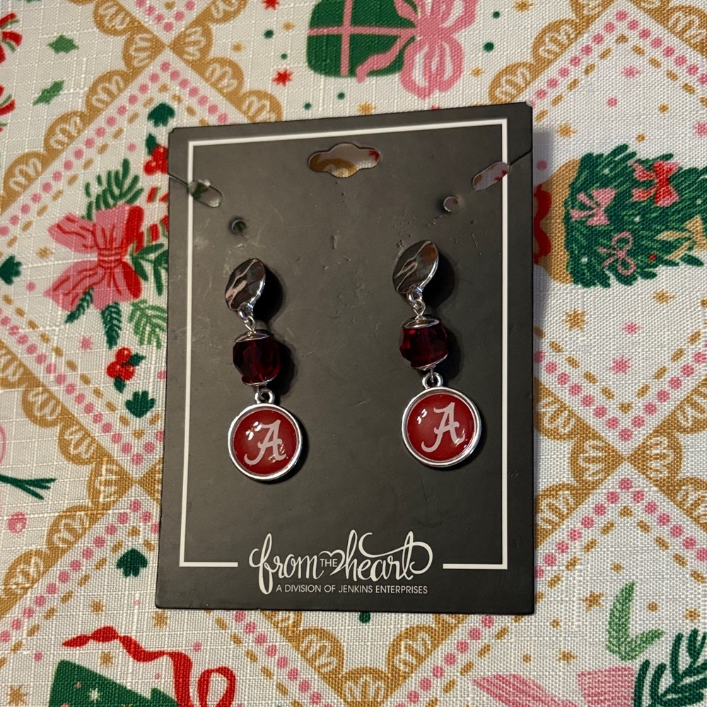 Alabama Roll Tide earrings. Post back. 🐘🐘♥️♥️